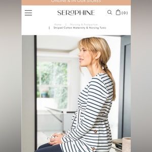 Seraphine Striped Cotton Maternity and Nursing Tunic